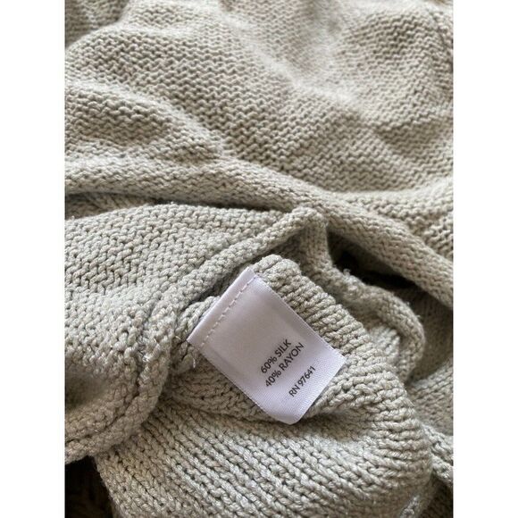 J. Jill Duster Sweater Pocketed Grey Beige Silk Blend J.Jill Large 3/4 Sleeve - Picture 7 of 9